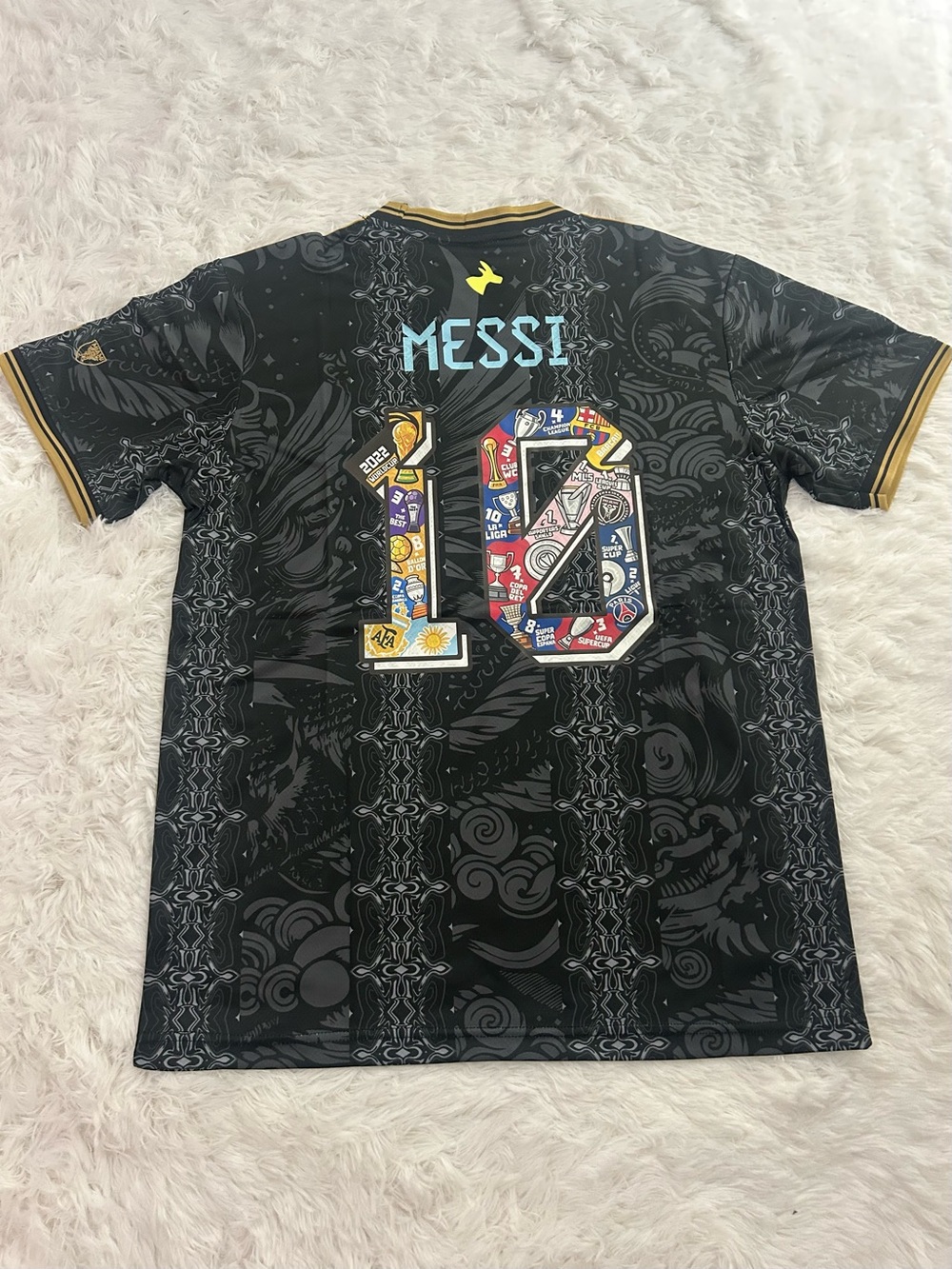adidas Black Men's Soccer Jersey with Gold Trim and Multicolor #10